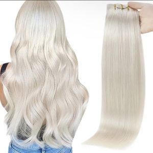 Platnum blonde clip in hair extensions